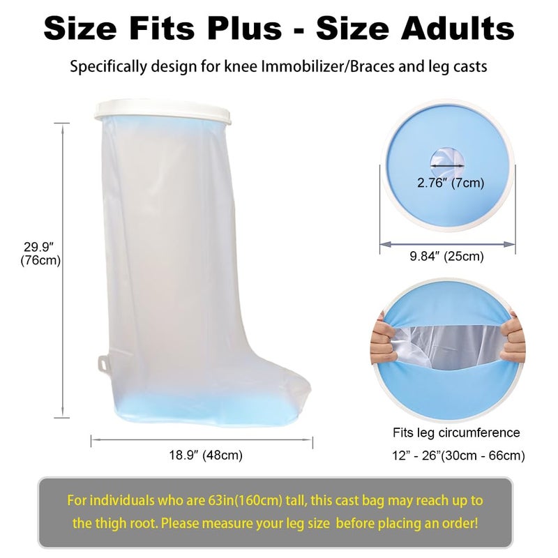 VerdGath Non-Slip Waterproof Extra Wide Leg Cast Cover for Shower - Protector for Surgery Wounds, Bandage, Large Cast, Knee Immobilizer/Brace, Walking Boots (30 in. Long) - Image 2